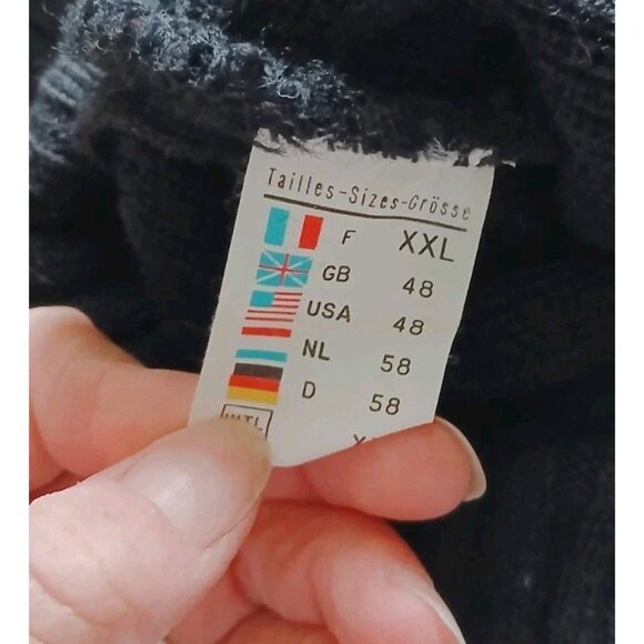 Vintage Saint James Guernsey Sweater Turtleneck Wool Size XXL 48 Black Ribbed - Picture 11 of 11